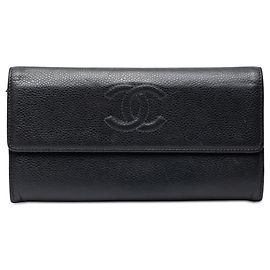 Cartera larga Chanel CC Caviar negra Negro