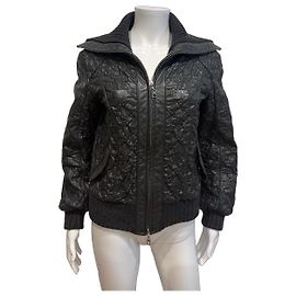 Louis Vuitton Monogram Steppleder-Bomberjacke Schwarz