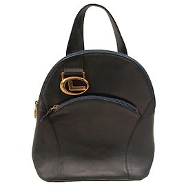 Lancel schwarze Lederhandtasche mit goldenem Logo Schwarz