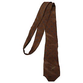 Balenciaga Corbata de Seda Marrón Estampado Rombos Castaño Azul