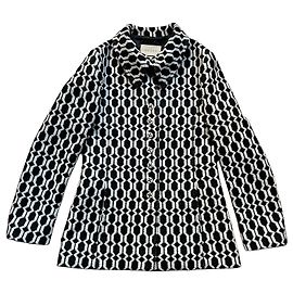 Gucci Wolljacke mit geometrischem Muster Schwarz Weiß
