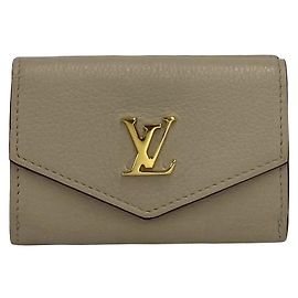 Louis Vuitton Portefeuille Lock Mini Trifold Wallet Beige Grey