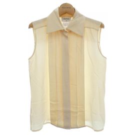 Top de seda Chanel bege Bege
