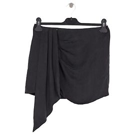 Autre Marque ATTIRE THE STUDIO Black Asymmetrical Drape Short Skirt Black