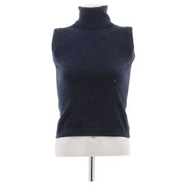 Hermès Pull sans manches à col roulé en cachemire bleu Bleu