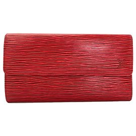 Louis Vuitton Epi Leather Long Wallet in Castilian Red Red