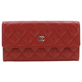 Chanel Matelasse Coco Mark Long Wallet Red