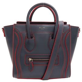 Céline Celine Luggage Nano 2-Way Handbag Red Navy blue