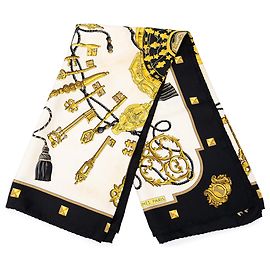 Lenço de seda Hermès White Les Clefs 90 Branco