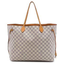 Louis Vuitton White Damier Azur Neverfull GM Blanc