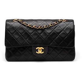 Chanel Black Medium Classic Lambskin Double Flap Noir