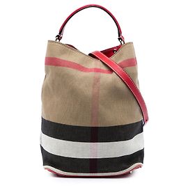 Sac seau Burberry Ashby en toile Mega Check marron Medium Marron Marron clair