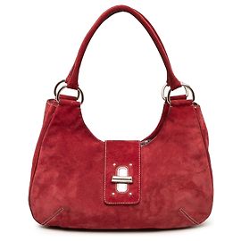 Bolsa de ombro meia lua Prada em camurça vermelha Vermelho