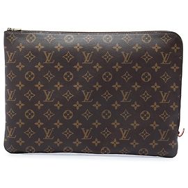 Louis Vuitton Brown Monogram Poche Documents Portfolio Marron