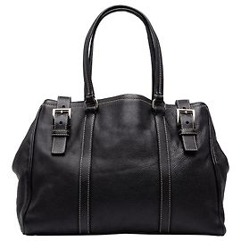 Tote Prada em Vitello Daino Preto com Fivela Dupla Preto