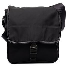 Sac messager Prada en Tessuto noir avec boucle Noir