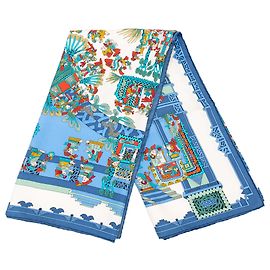 Lenço de seda Hermès Blue Astres Et Soleils 90 Azul Outro