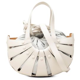Bottega Veneta Bolsa The Shell Pequena em couro de bezerro branco Branco Cru