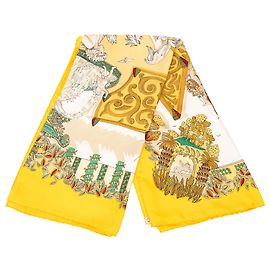 Lenço de seda Hermès Yellow Le Paradis du Roy 90 Outro
