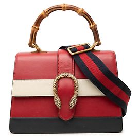 Bolsa Gucci Dionysus Web em couro de bezerro vermelho tamanho Medium com alça de bambu Vermelho