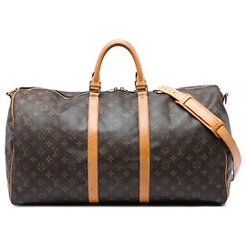 Louis Vuitton Brown Monogram Keepall Bandouliere 55 Brown