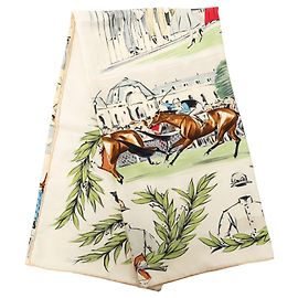 Hermès Brown Champ de Courses a Chantilly Seidentuch 90 Braun Andere