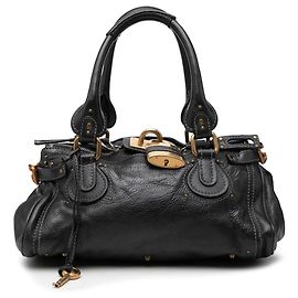 Borsa a mano Chloé Paddington Medium in pelle nera Nero