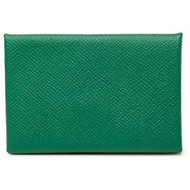 Hermès Calvi Kartenetui in Green Epsom Grün