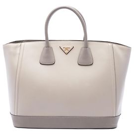 Prada Brown Bicolor Saffiano Shopping Tote Brown Beige