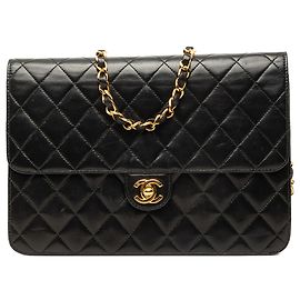 Chanel Black Medium CC Quilted Lambskin Single Flap Nero