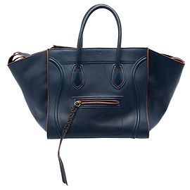 Céline Celine Blue Medium Leather Phantom Luggage Tote Blau Marineblau