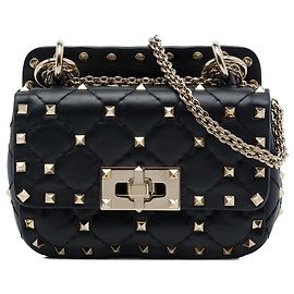 Borsa Valentino Black Micro Nappa Rockstud Spike Satchel Nero