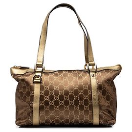 Gucci Brown GG Nylon Abbey D Ring Tote Brown Bronze