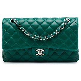 Chanel Green Medium Classic Lambskin Double Flap Vert