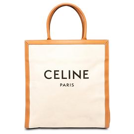 Céline Celine Cabas Vertical Large en toile marron Marron Beige