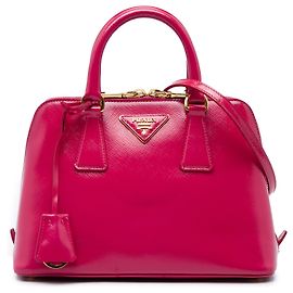 Prada Bolsa Promenade Small Saffiano Vernice Rosa Rosa Outro