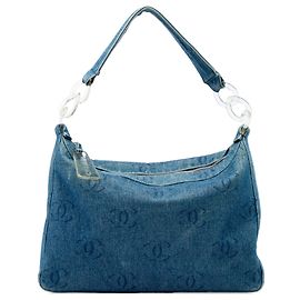 Bolsa de Ombro Chanel Blue CC Denim Azul Outro