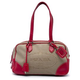 Borsa a tracolla Prada Beige Canvas Canapa Logo Altro