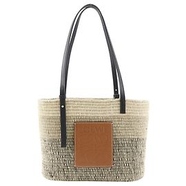 Loewe Square Basket Bag Small Tote Black Beige