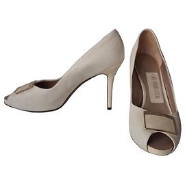 Versace Escarpins Peep-Toe en Cuir Blanc Blanc