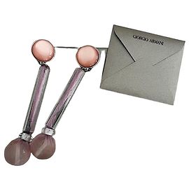 Brincos pendentes Giorgio Armani pérolas e tecido Rosa Roxo
