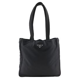 Prada Nylon Tote Bag Black Black