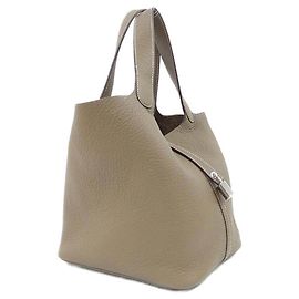 Hermès Bolsa Hermes Picotin Lock MM Clemence Marrom