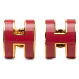Pendientes Hermès Pop H Dorado Metálico