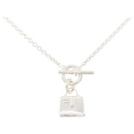 Hermès Collar Hermes Amulette Kelly 925 Silver Plata Metálico