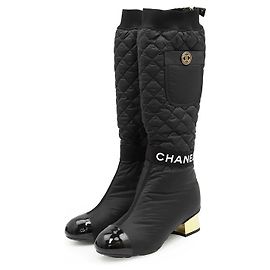 Botas longas 2way em couro Chanel Preto