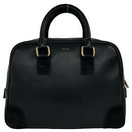 Céline Celine Logo Handtasche aus Wildleder Schwarz