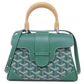 Goyard Saigon MINI Coated Canvas Calf Handbag Green