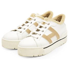 Hermès Hermes Dare Leder-Sneaker Weiß Beige