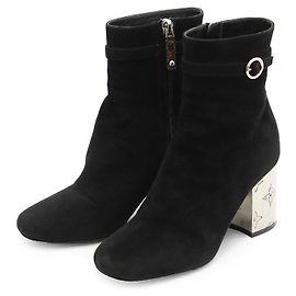 Bottines en daim Louis Vuitton Metal Monogram Flower Noir Argenté